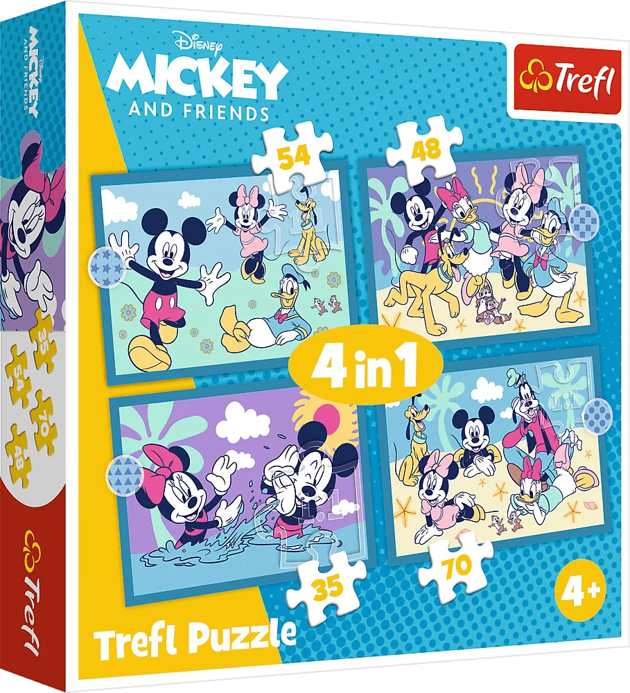 Пазли (3-4 роки) Trefl 4in1 Смішні пригоди Міккі Мауса (34669)